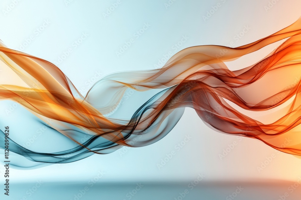 Poster abstract design showcasing colorful transparent waves gracefully flowing and intertwining against a 