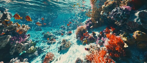 Fototapeta premium Vibrant coral reefs underwater marine life