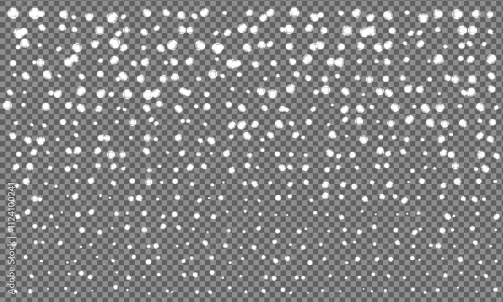 Poster snowfall in transparent background. heavy snowfall, snowflakes in different shapes and forms. christ