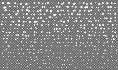 Fototapeta premium Snowfall In Transparent Background. Heavy snowfall, snowflakes in different shapes and forms. Christmas snowflakes on a transparent background.