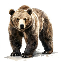 Obraz premium watercolour realistic bear illustration, on a white background.