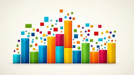 Naklejka premium Colorful Abstract Bar Graph with Dynamic Shapes and Patterns Representing Data Visualization in a Modern and Creative Style