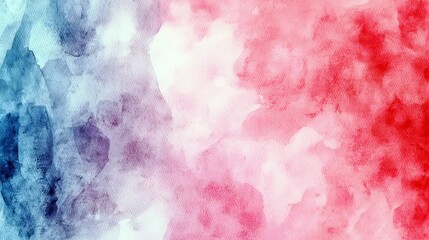 Fototapeta premium Abstract watercolor background with blue, red, and soft white hues creating a dreamy and serene effect perfect for various design projects and artworks.