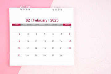 February desk calendar for 2025 year for schedule to make appointment meeting.