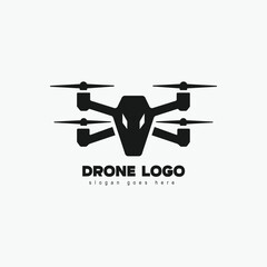 Vector drone icon black design. Drone logo.