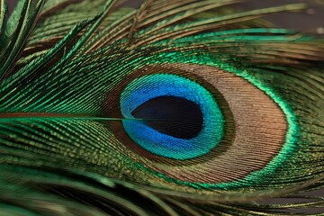 Obraz premium Close up of a peacock feather. Colorful decorative design.