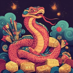 Fototapeta premium happy animal picture for chinese new year