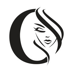  letter O beauty women face logo design  Unique and luxury feminine vector illustration 