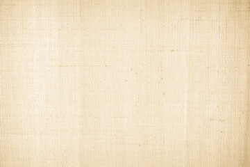 Brown sackcloth woven texture background in natural pattern. Jute hessian burlap, linen background in light beige cream color blank. Weaving canvas fiber line cotton cloth textured as organic.