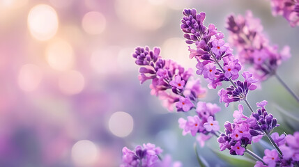 Obraz premium Lavender blossoms in bokeh effect nature's colorful display outdoor garden soft lighting floral photography