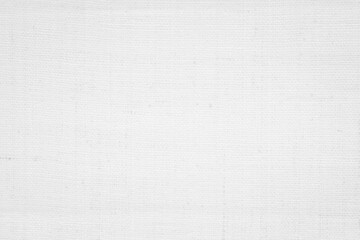 Fototapeta premium White color fabric canvas woven texture background in pattern light blank. Natural gauze linen, carpet wool and cotton cloth textile textured as clean empty for decoration text. Grey sack material.