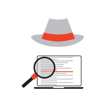 Hat seo banner. Magnifier, and other search engine optimization tools and tactics. Vector flat illustration