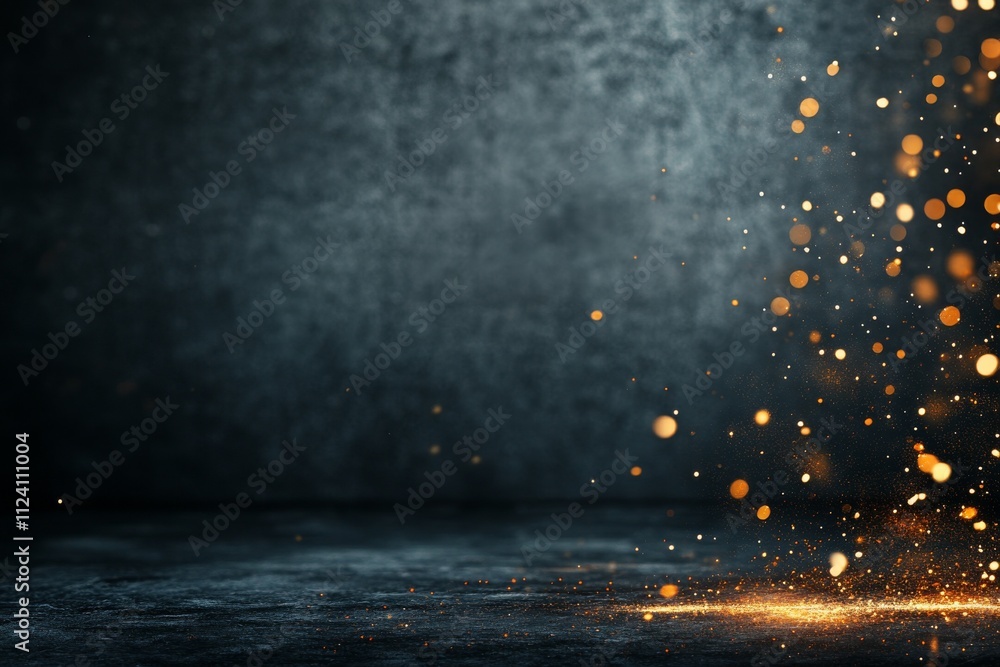 Aufkleber this image features golden sparkles scattered across a dark textured background, creating a captivat