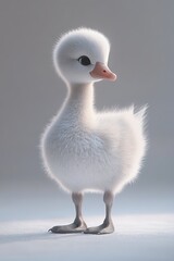 Obraz premium A swan chick full body soft gray background
