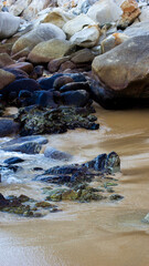 Fototapeta premium water flowing over rocks