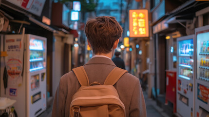 Obraz premium Exploring vibrant alleyways in a bustling city at night