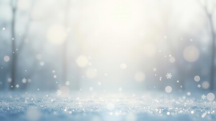 Fototapeta premium Winter frost overlays. Minimalist design with sparse snowflakes drifting subtly on a glassy, transparent ground. Achieve a stunning, noiseless result in 4K, UHD clarity