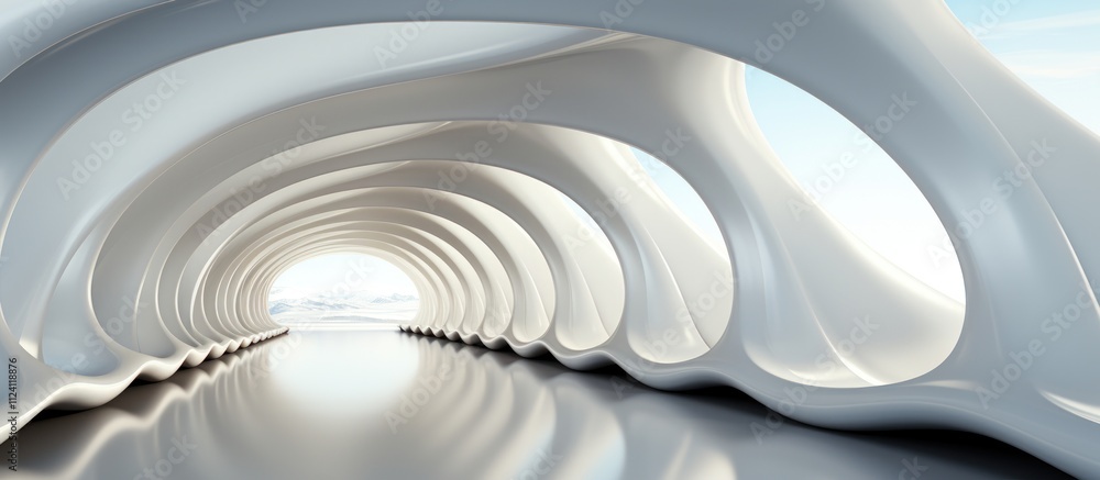 Aufkleber modern architecture with flowing curves and bright open space