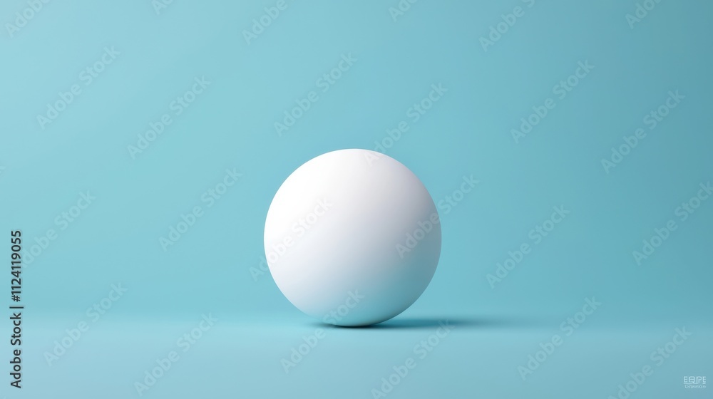 Poster a minimalist image featuring a smooth, white sphere centered against a soft blue background.