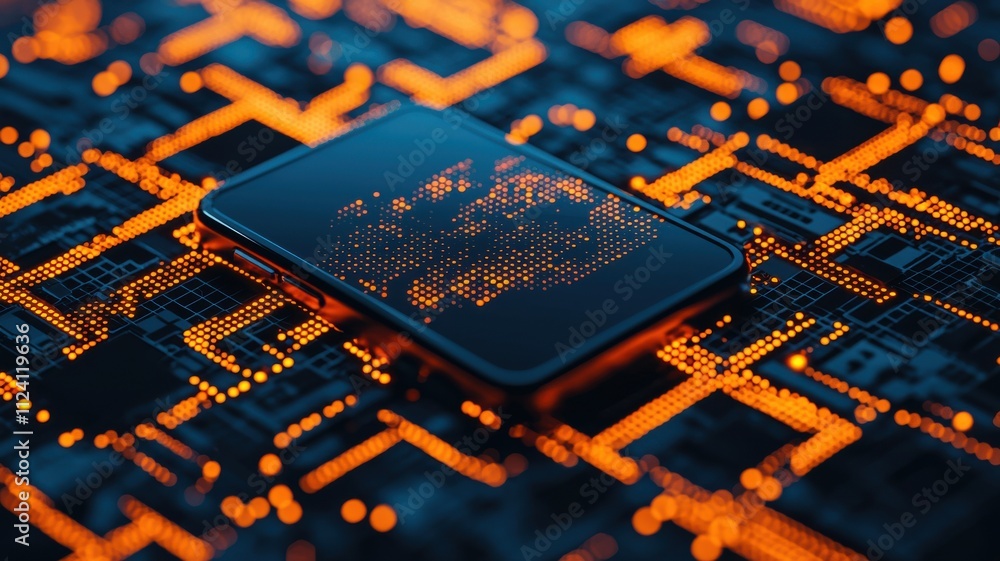 Poster digital technology innovation modern workspace abstract image futuristic environment close-up view d