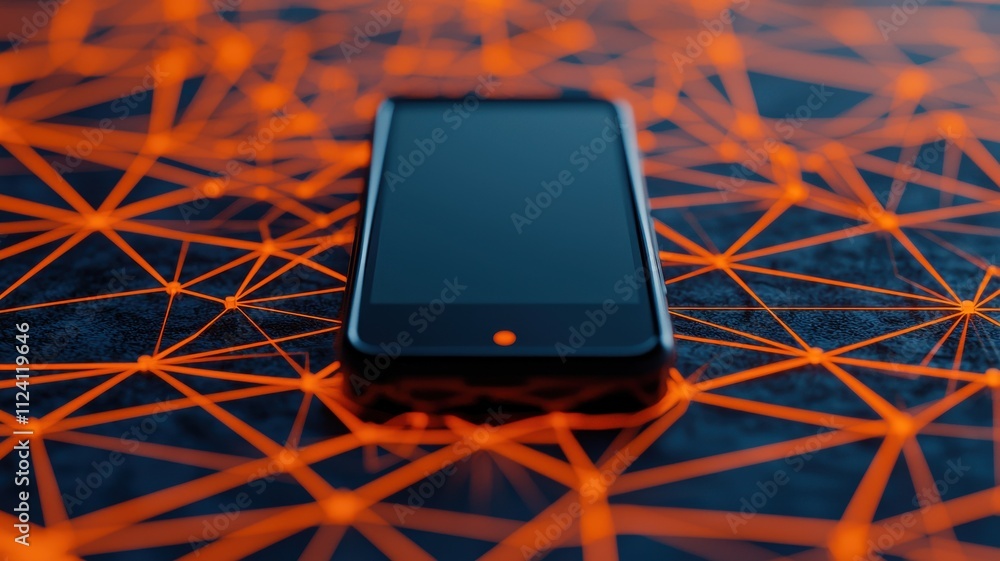 Aufkleber smartphone on geometric pattern background technology showcase modern environment close-up view crea