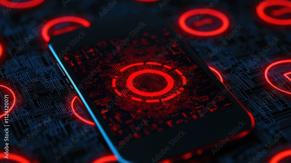 Poster innovative smartphone technology displaying futuristic graphics digital environment close-up viewpoi