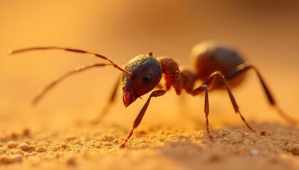 Fototapeta premium Desert ants (Cataglephis genus) are scavengers that consume insects that die during the high temperatures of the Sahara Desert during the day
