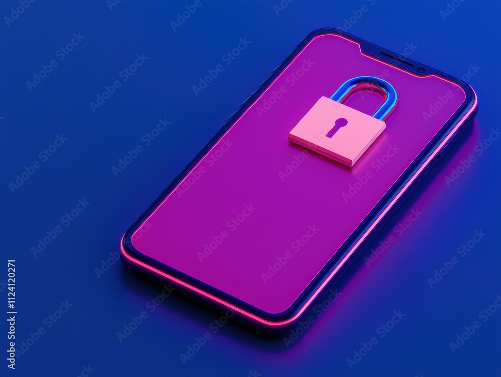 Poster secure your digital lifephone locking technology in action modern environment close-up perspective c