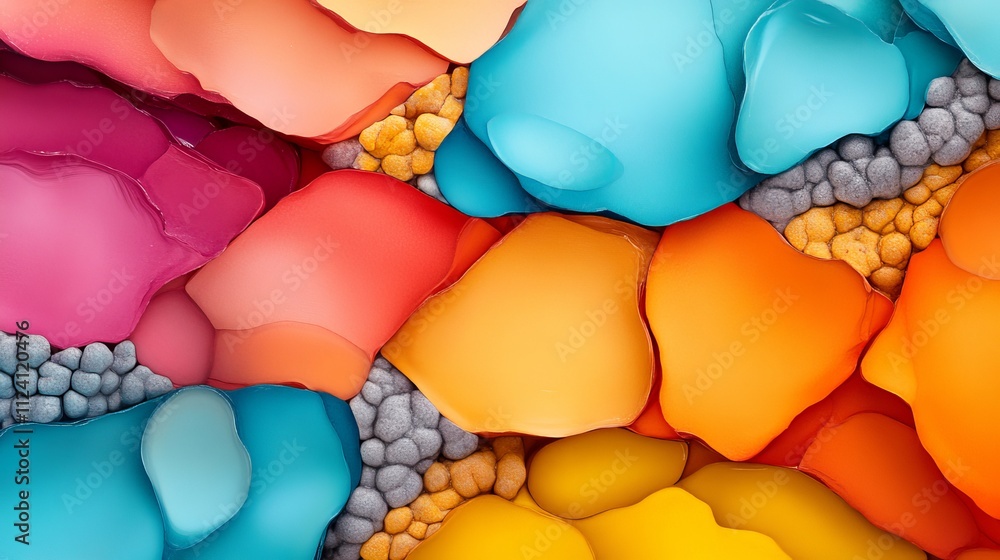 Poster colorful abstract shapes with smooth gradients and textures.