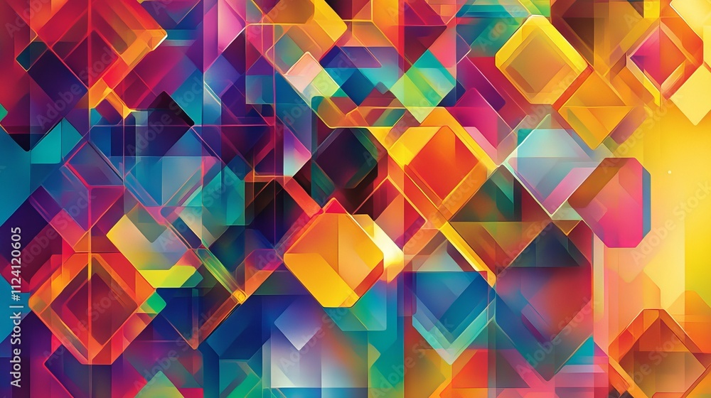 Poster vibrant hexagonal abstract background with colorful geometric shapes and dynamic patterns for modern