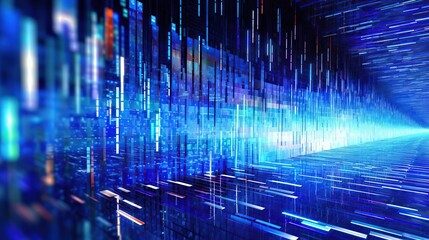 Digital Abstraction of Light Beams in Futuristic Technology Concept