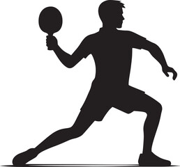 Table tennis player silhouette flat vector illustration isolated on white background
