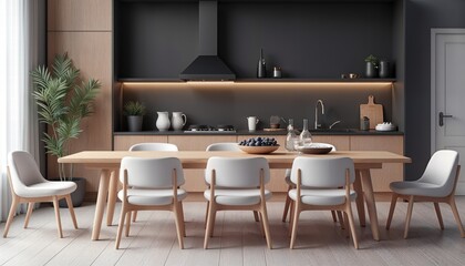 Fototapeta premium Rendering of a classic kitchen