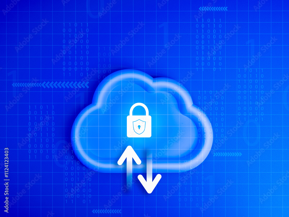 Poster cloud computing storage, digital data technology protection security concept. digital padlock icons 