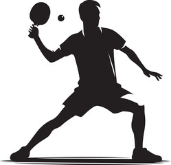 Table tennis player silhouette flat vector illustration isolated on white background