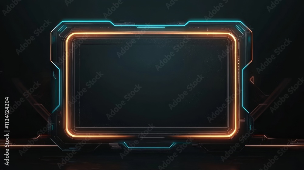 Aufkleber a futuristic digital frame with glowing edges, suitable for displaying content or graphics.
