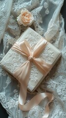 Elegant bridal gift with lace and rose