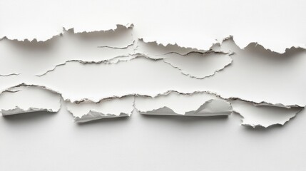 Torn white paper creating a textured abstract background.