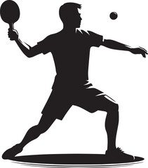 Table tennis player silhouette flat vector illustration isolated on white background