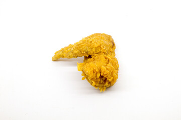 Fried chicken isolated on white background. Crispy fried chicken, golden and perfectly cooked, isolated on a clean white background.