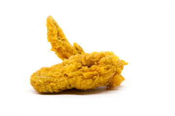 Fried chicken isolated on white background. Crispy fried chicken, golden and perfectly cooked, isolated on a clean white background.