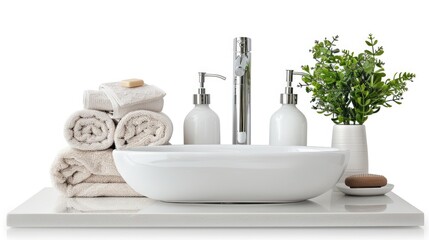 A beautiful bathroom bathroom accessories, isolated on a white background