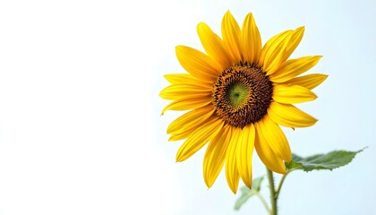 Fototapeta premium sunflower, single, blooming, isolated, white, background, highresolution, flower, nature, botanical, vibrant, yellow, petal, closeup, detailed, realistic, floral, elegant, bright, minimal, fresh,