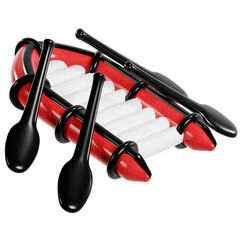 Inflatable Red and Black Boat with Paddles for Water Adventures