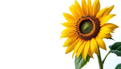 sunflower, single, blooming, isolated, white, background, highresolution, flower, nature, botanical, vibrant, yellow, petal, closeup, detailed, realistic, floral, elegant, bright, minimal, fresh,