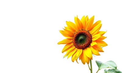 Fototapeta premium sunflower, single, blooming, isolated, white, background, highresolution, flower, nature, botanical, vibrant, yellow, petal, closeup, detailed, realistic, floral, elegant, bright, minimal, fresh,