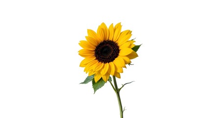 Obraz premium sunflower, single, blooming, isolated, white, background, highresolution, flower, nature, botanical, vibrant, yellow, petal, closeup, detailed, realistic, floral, elegant, bright, minimal, fresh,