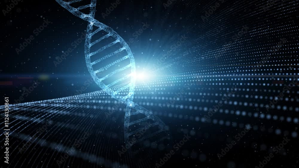 Canvas Prints loop dna chain digital shining dark cyberspace background.