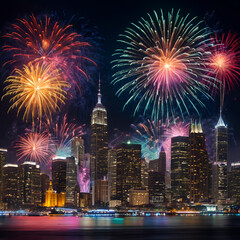 fireworks over the city