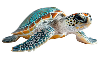 Fototapeta premium Sea turtle swimming in the ocean with a beautiful blue background